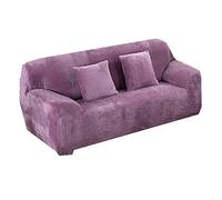 Sticker Superb Plush Sofa Cover 1/2/3/4 Solid Color Sofa Cover, Stretch Cloth Sofa Cover Slip Cover Dustproof Washable Soft Hair - (Polyester) (Light purple, 2 pillowcases:45X45 cm)