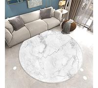 Sticker Superb. Round Area Rug Marble 3D Black White Grey Nordic Living Room Rug Decoration Anti-slip Area Rug Carpet Bedroom Rug Baby Game Crawling Machine Washable Wash Rug Mat (Grey,140cm)