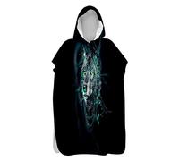 Sticker Superb. Summer Hooded Beach Towel Swimming Pool Changing Robe Cloak 3D Wild Animals Wolf Print Gym Wearable Bathrobe Surf Poncho Bath Towel For Child Teens Man Woman (Black,Adult 75x110cm)