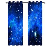 Sticker Superb. Unique Romantic Navy Blue Galaxy Starry Sky Shade Curtains For Living Room Adult Children's Bedroom Planet Space Star Decoration Blackout Drapes 2 Panel Set (Color 1,W116 x H228cm)