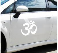 Sticker Tattoo Om Symbol Omm Sign Sound of the Universe Infinite Connection (White, 25 cm)
