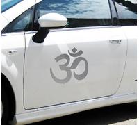 Sticker Tattoo Om Symbol Omm Sign Sound of the Universe Infinity Connection (Metallic Silver, 25 cm)