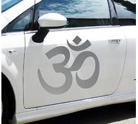 Sticker Tattoo Om Symbol Omm Sign Sound of the Universe Infinity Connection (Metallic Silver, 50 cm)