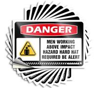 Sticker Teacher Bulk Car Funny Danger Men Working Above Impact Hazard Hard Hat Required Be Alert Long Lasting Wine Signs for Home Bar(6X9CM-10Pcs)