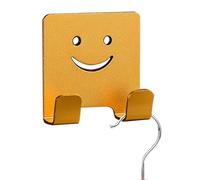 Sticker Wall Hooks - Resistance Hooks to Hang on the Wall, Smile Face Metal Wall Hooks, Waterproof Self Tight Hooks for Kitchen and Bathroom, Elegant Hooks for Coats, Embroidery Hooks