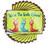 Sticker Wall Scratch Resistant Decals, Funny Matte Print for Phone Case Math | Man Cave Decorations Uv Proof Pack Three Colorful Worms: 'We're The Grate Ephere!'(8X12CM)