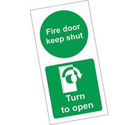 Sticker - Warning - 1x Fire Door Keep Shut - Turn Right to Open Safety Sign - Self Adhesive Sticker 3,93x7,87 in- for Your Safety - Company - School - Kindergarten - Office - Factory