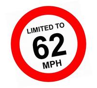 Sticker - Warning - 1x Limited to 62 MPH Vehicle Speed Limit Sign - Self Adhesive Sticker 5,90x5,90 in- Decal for Office, Company, School, Hotel - for Your Safety - Office - Factory