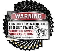 Sticker Warning This Property is Protected By A Highly Trained Greater Swiss Mountain Peel and Stick Wall Decor Durable Vinyl/Adult for Man Cave Room Teenager - Small Bar Signs