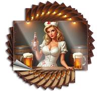 Sticker Window Scratch Resistant Decals, New Matte Print for Phone Case Motorcycle | Entry Way Decoration Uv Proof Pack Vintage Nurse Serving Fresh Beer in A Cozy Pub(8X12CM)