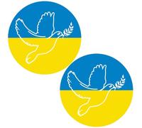 Sticker with Peace Dove on Ukraine Flag, 2 Pieces, Diameter 8 cm, Adhesive Sticker, Print with UV Protection, 0.08 mm Film Thickness, for Car, Window, Bike, Ukraine Sticker Car