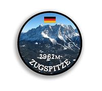 Sticker # Zugspitze Highest Mountain Tops Deutschlands Weather Stone Mountains Eastern Alps Austria Tirol Garmisch Parte Churches Bayern North West Gipfel Border Crest Emblem 7 # A2345