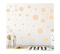 StickerDeen 500+ Assorted Polka Dot Circle Wall Stickers for Kids Bedroom Living Room, Classroom, Playroom Decor Removable Vinyl Wall Stickers Dots Wall Decals (Cream)