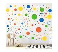 StickerDeen 500+ Assorted Polka Dot Circle Wall Stickers for Kids Bedroom Living Room, Classroom, Playroom Decor Removable Vinyl Wall Stickers Dots Wall Decals (Half-Rainbow (Mixed))