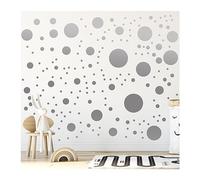 StickerDeen 500+ Assorted Polka Dot Circle Wall Stickers for Kids Bedroom Living Room, Classroom, Playroom Decor Removable Vinyl Wall Stickers Dots Wall Decals (Silver)