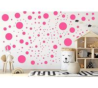 StickerDeen 500+ Assorted Polka Dot Circle Wall Stickers for Kids Bedroom Living Room, Classroom, Playroom Decor Removable Vinyl Wall Stickers Dots Wall Decals (Baby Pink)