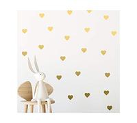 StickerDeen | Heart Shape Decoration Removable Wall Art Vinyl Decal Stickers | (Pack of 80) (Gold)