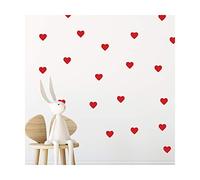 StickerDeen | Heart Shape Decoration Removable Wall Art Vinyl Decal Stickers | (Pack of 80) (Red)