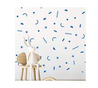 StickerDeen | Memphis Style Confetti Shape Decoration Removable Wall Art Vinyl Decal Stickers | (Pack of 60) (Blue)