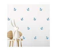StickerDeen | Pirate Sailor Anchor Barcode Pattern Style Removable Baby Room Decor Wall Decor Vinyl Stickers for Gift | (Pack of 72) Blue