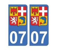 Stickers 07 with the coat of arms of the new region Auvergne-Rhône-Alpes for registration plate