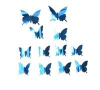 Stickers 12pcs/Set Modern 3D Mirror Butterfly Home Decoration DIY Art Wall Stickers for Party Offices Bedroom Room Sticker Set(Blue-12pc)