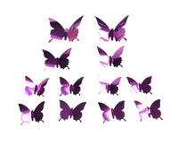 Stickers 12pcs/Set Modern 3D Mirror Butterfly Home Decoration DIY Art Wall Stickers for Party Offices Bedroom Room Sticker Set(Purple-12pc)