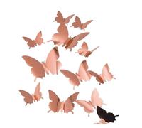 Stickers 12pcs/Set Modern 3D Mirror Butterfly Home Decoration DIY Art Wall Stickers for Party Offices Bedroom Room Sticker Set(Rose-gold-12pc)