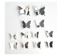 Stickers 12pcs/Set Modern 3D Mirror Butterfly Home Decoration DIY Art Wall Stickers for Party Offices Bedroom Room Sticker Set(Silver-12pc)