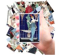 Stickers [24 pcs x 2.5"x3.5" Each] Colourful Drawings of Beautiful Art Deco Style People Old Book Illustrations Vintage FLONZ Ephemera for Craft and Scarpbooking