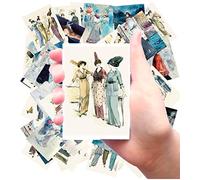 Stickers [24 pcs x 2.5"x3.5" Each] Oil Style Paintings of 1920's People Dressed Up at Events Old Book Illustrations Vintage FLONZ Ephemera for Craft and Scarpbooking