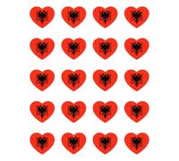 Stickers: 25 mm, 20 pieces, set of 20 heart flag Albania vinyl stickers, 25 mm, 2.5 cm, mini decals, red, black, fan decoration