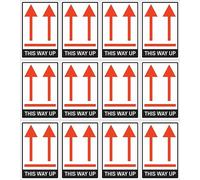 Stickers: 37.5 x 25 mm, Pack of 12 - Labelling of Shipping Items - Parcel Orientation Arrows - This Way Up - ADR/GHS/DGR/UN