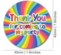 Stickers, 48 PCS x4cm Thank You for Coming to My Party Round Stickers for Birthday Party Crafts Envelope Seals Tags Cards Present Decoration (Rainbow Thank You)