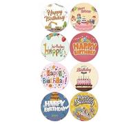Stickers, 50 PCS Round Self Adhesive 8 Designs Stickers for Crafts Envelope Seals Tags Cards Present Decoration, 2.5cm / 1 Inch (Happy Birthday Mix A)