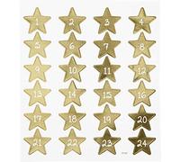 Stickers Christmas Motifs 15 x 16.5 cm 1 Sheet Advent Calendar Numbers Stars Gold