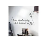 Stickers - Disney - Tinker Bell - Phrase 'Never Stop Dreaming' - 50x70 cm - Repositionable
