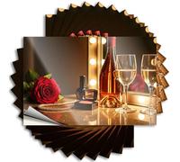 Stickers for Car A Bottle of Champagne, Two Glasses, A Rose, and Makeup On A Vanity Table Sticker 10Pcs Prank Stickers Toolbox Stickers and Decals(6X9CM)