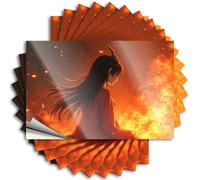 Stickers for Car A Figure with Long Hair and Horns Sits Amidst Fiery Flames Sticker 10Pcs Prank Stickers Toolbox Stickers and Decals(12X18CM)