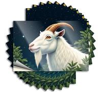 Stickers for Car A White Goat with Golden Horns Stands Amidst Lush Greenery Under A Starry Night Sky Sticker 10Pcs Prank Stickers Toolbox Stickers and Decals(8X12CM)