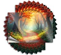 Stickers for Car Autumnal Pathway in The Enchanted Forest Stickers 10Pcs Tool Stickers Outdoor Bar Decor(12X18CM)