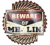 Stickers for Car Beware of Mr. Lin Funny Sticker 10 Pcs Halloween Car Stickers Funny Car Decals(12X18CM)