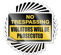 Stickers for Car No Trespassing Violators Will Be Prosecuted Funny Sticker 10 Pcs Funny Sticker Funny Signs for Man Cave(8X12CM)