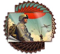 Stickers for Car Paratrooper in Action: A Dynamic Military Scene Stickers 10Pcs Biker Helmet Stickers Halloween Car Stickers(6X9CM)