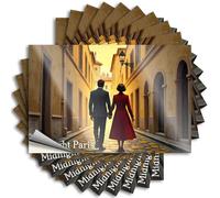 Stickers for Car Romantic Walk in Midnight Paris: A Classic Couple's Journey Stickers 10Pcs Car Decals Car Decal Stickers(8X12CM)