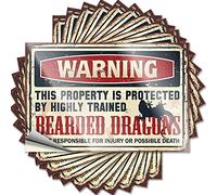 Stickers for Car Warning This Property is Protected by A Highly Trained Bearded Dragon1 Funny Sticker 10 Pcs Funny Sticker Funny Signs for Man Cave(8X12CM)