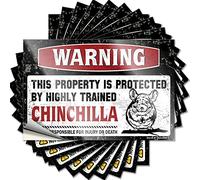 Stickers for Car Warning This Property is Protected By A Highly Trained Chinchilla Funny Sticker 10 Pcs Car Stickers and Decals Car Decals(12X18CM)