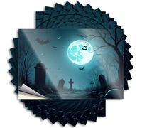 Stickers for Cars A Spooky Graveyard Under A Full Moon with Bats Flying Around Sticker 10Pcs Car Window Stickers Sticker for Cars(6X9CM)