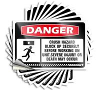Stickers for Cars Danger Crush Hazard Block Up Securely Before Working On Unit Stickers 10Pcs Stickers Funny Adult Biker Helmet Stickers(8X12CM)