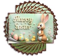 Stickers for Cars Happy Easter: Bunny, Eggs, and Chicks in A Spring Garden Stickers 10Pcs Car Stickers Christmas Prank Stickers for Adults(6X9CM)